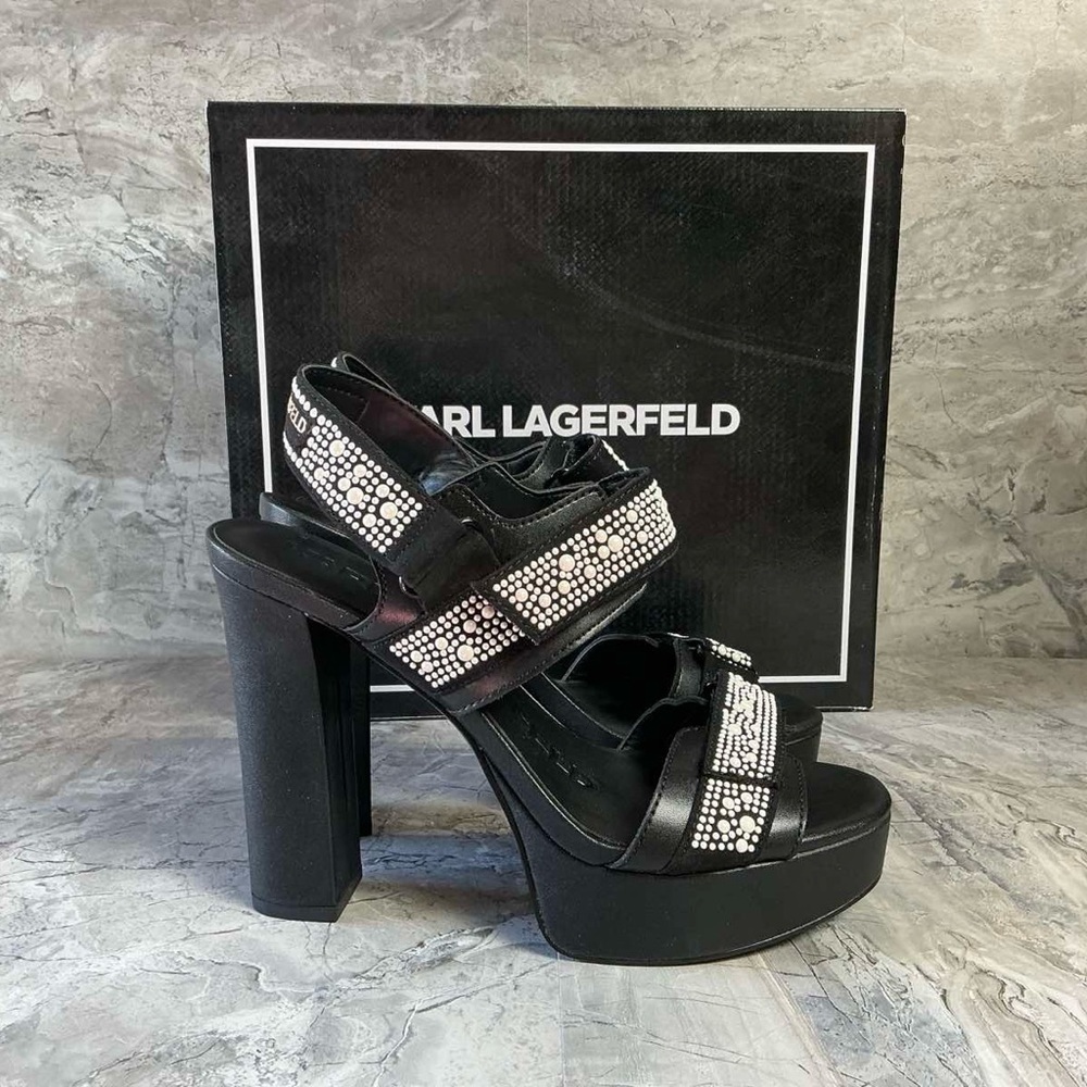 KARL LAGERFELD womens Alessia Pearl Studs Platform Heel - Picture 6 of 7